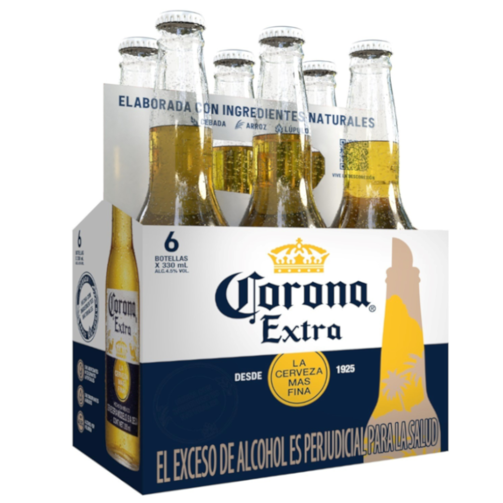 Cerveza Corona Botella 330cm3 x6 Six Pack